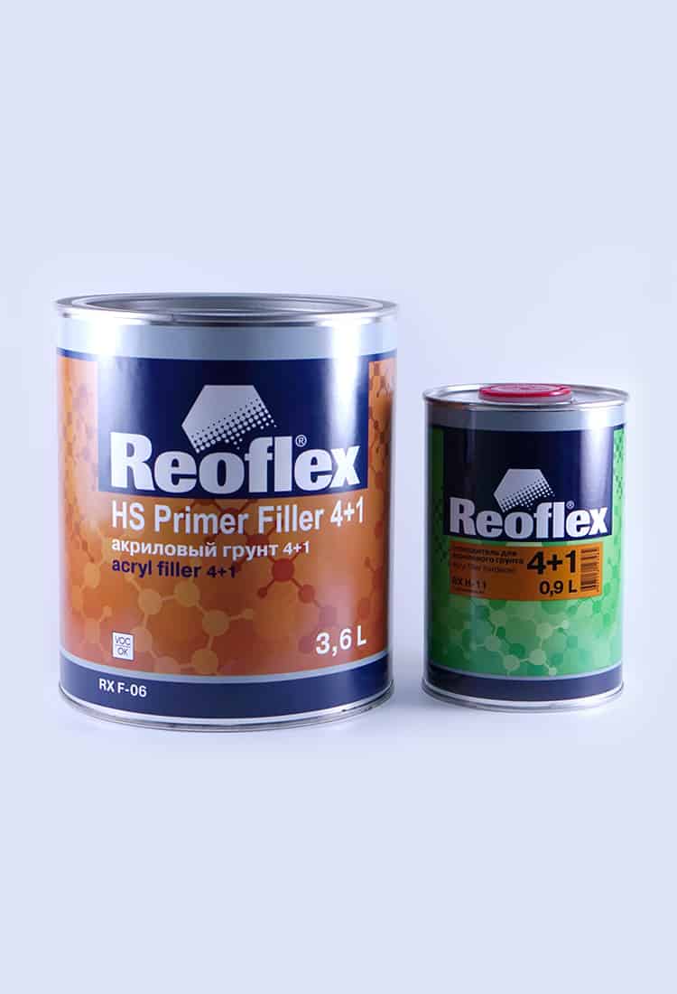 Reoflex hs primer filler. Reoflex HS primer Filler 4+1. Реофлекс грунт акриловый 4+1. Грунт реофлекс HS primer 4+1 0,8 кг. Эпоксидный грунт реофлекс техничка.